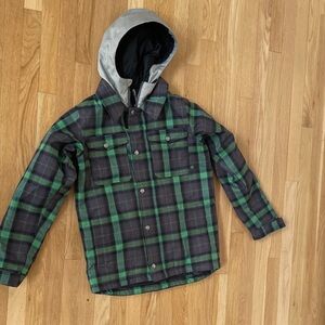 Burton DryRide Green Plaid Hooded Jacket, youth L